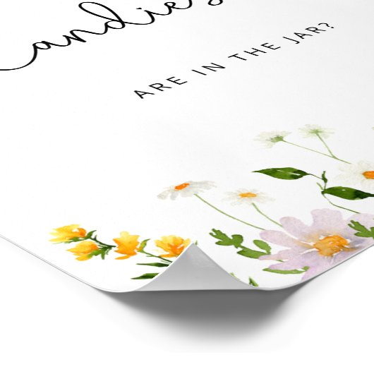 Waterverf wilde bloemen raden hoeveel snoepjes poster (Hoek)