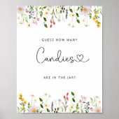 Waterverf wilde bloemen raden hoeveel snoepjes poster (Voorkant)