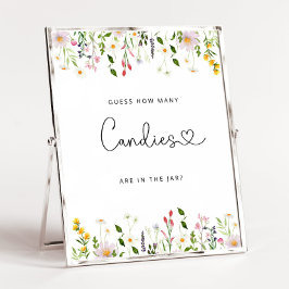 Waterverf wilde bloemen raden hoeveel snoepjes poster