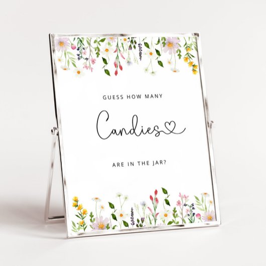 Waterverf wilde bloemen raden hoeveel snoepjes poster