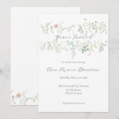 Waterverf Wilde Bloemen Rand Uitnodiging (Voorkant / Achterkant)