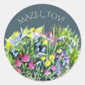 Waterverf wilde bloemen ronde sticker (Voorkant)