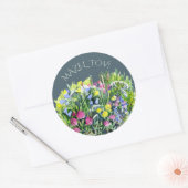 Waterverf wilde bloemen ronde sticker (Envelop)