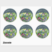 Waterverf wilde bloemen ronde sticker (Vel)