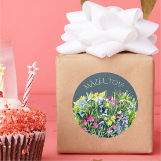 Waterverf wilde bloemen ronde sticker