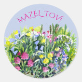 Waterverf wilde bloemen ronde sticker (Voorkant)