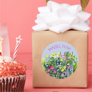 Waterverf wilde bloemen ronde sticker