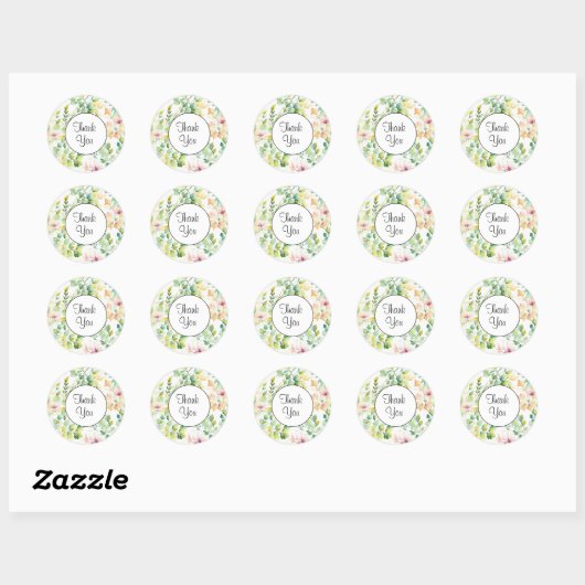 Waterverf wilde bloemen ronde sticker (Vel)
