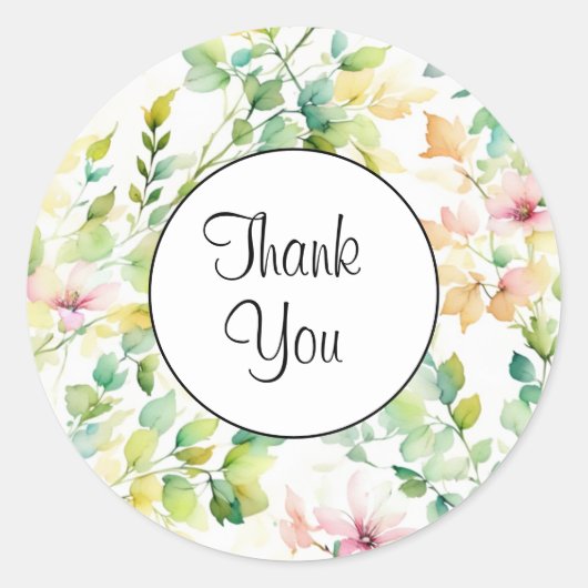 Waterverf wilde bloemen ronde sticker (Voorkant)