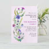 Waterverf wilde bloemen roze Moederdag brunch Kaart (Staand voorkant)