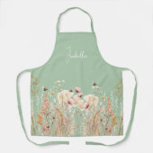 Waterverf wilde bloemen roze salie groene boho schort (Voorkant)