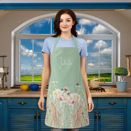 Waterverf wilde bloemen roze salie groene boho schort