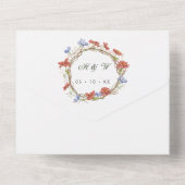 Waterverf wilde bloemen rsvp verbonden bruiloft all in one uitnodiging (Achterkant)