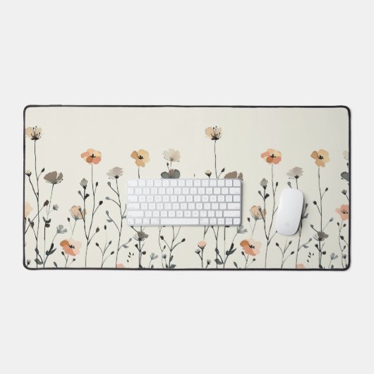 Waterverf wilde bloemen rustieke botanische minima bureaumat (Keyboard & Muis)
