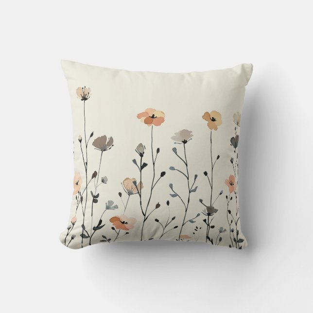 Waterverf wilde bloemen rustieke elegantie botanis kussen (Voorkant)