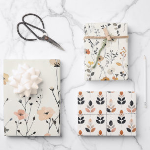 Waterverf wilde bloemen rustieke esthetische botan inpakpapier vel