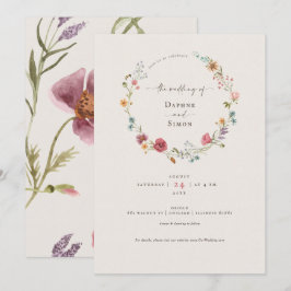 Waterverf Wilde Bloemen Script Uitnodiging