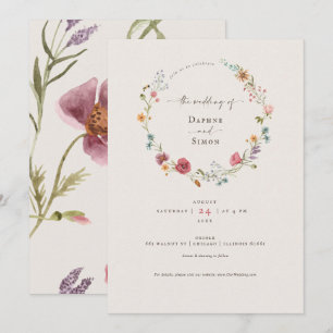 Waterverf Wilde Bloemen Script Uitnodiging