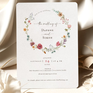 Waterverf Wilde Bloemen Script Uitnodiging