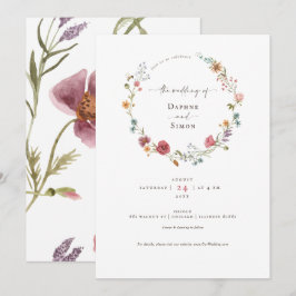 Waterverf Wilde Bloemen Script Uitnodiging