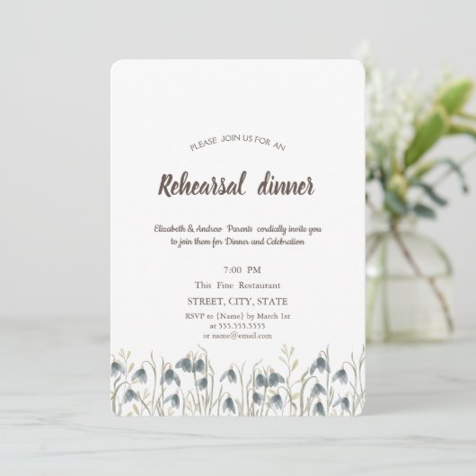 Waterverf Wilde bloemen Snowdruppels Kaart (Staand voorkant)