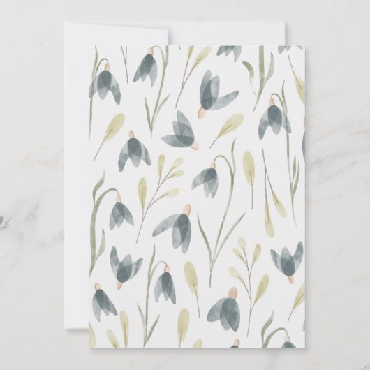 Waterverf Wilde bloemen Snowdruppels RSVP Kaart (Achterkant)