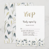 Waterverf Wilde bloemen Snowdruppels RSVP Kaart (Voorkant / Achterkant)
