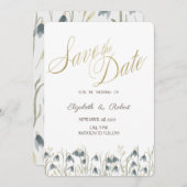 Waterverf Wilde bloemen Snowdruppels sparen de Dat Save The Date (Voorkant / Achterkant)