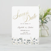 Waterverf Wilde bloemen Snowdruppels sparen de Dat Save The Date (Staand voorkant)