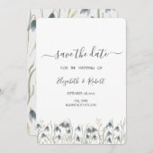 Waterverf Wilde bloemen Snowdruppels sparen de Dat Save The Date (Voorkant / Achterkant)