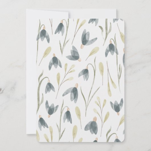 Waterverf Wilde bloemen Snowdruppels sparen de Dat Save The Date (Achterkant)