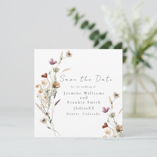 Waterverf Wilde Bloemen sparen de Datum (Staand voorkant)