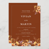 Waterverf Wilde Bloemen Terracotta Bruiloft Kaart (Voorkant / Achterkant)