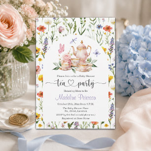 Waterverf Wilde Bloemen Thee Party Baby Shower Kaart