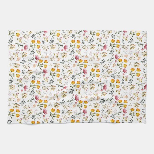 Waterverf wilde bloemen theedoek (Horizontaal)