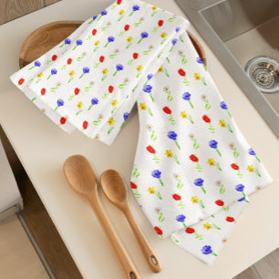 Waterverf Wilde Bloemen Theedoek