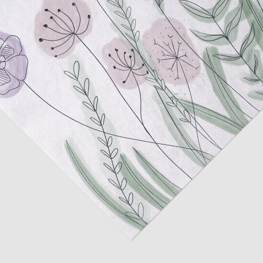 Waterverf Wilde bloemen Tissuepapier (Detail)