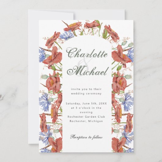 Waterverf wilde bloemen trouwuitnodiging kaart (Voorkant)