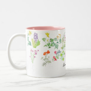 Waterverf wilde bloemen tweekleurige koffiemok