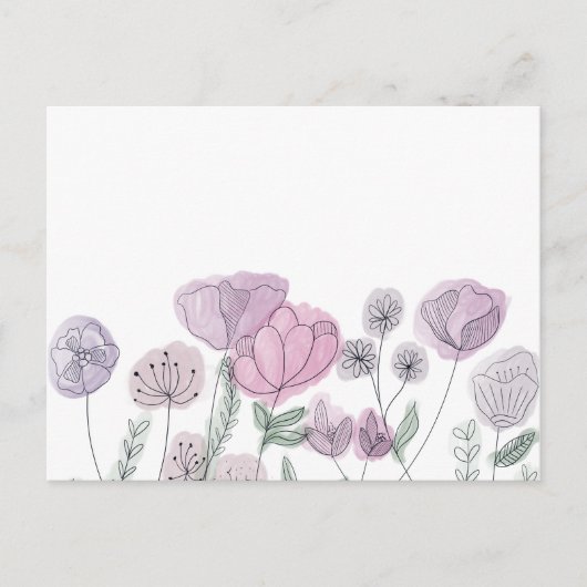 Waterverf Wilde bloemen Uitnodiging Briefkaart (Voorkant)
