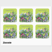 Waterverf wilde bloemen vierkante sticker (Vel)