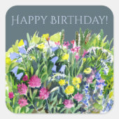Waterverf wilde bloemen vierkante sticker (Voorkant)