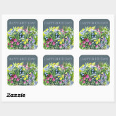 Waterverf wilde bloemen vierkante sticker (Vel)