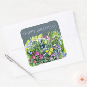 Waterverf wilde bloemen vierkante sticker (Envelop)