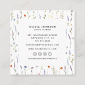 Waterverf wilde bloemen vierkante visitekaartje (Achterkant)