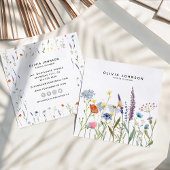 Waterverf wilde bloemen vierkante visitekaartje