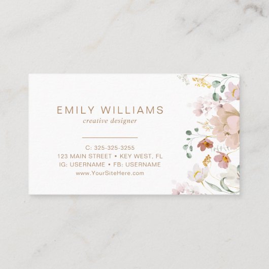 Waterverf wilde bloemen Visitekaartje (Achterkant)