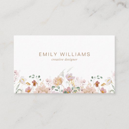 Waterverf wilde bloemen Visitekaartje (Voorkant)