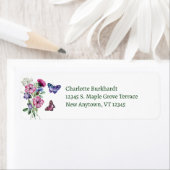 Waterverf wilde bloemen vlinders etiket (Insitu)