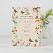 Waterverf wilde bloemen vlinders pensioen kaart (Staand voorkant)